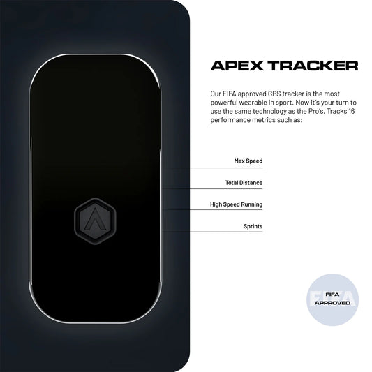 Black Apex Tracker with FIFA approval logo on a dark background