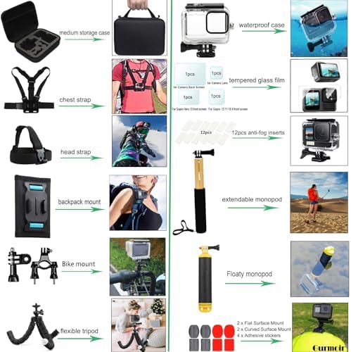 Gurmoir Accessory Kit for GoPro Hero 13/12/11/10/9 Black | 10-in-1 Set