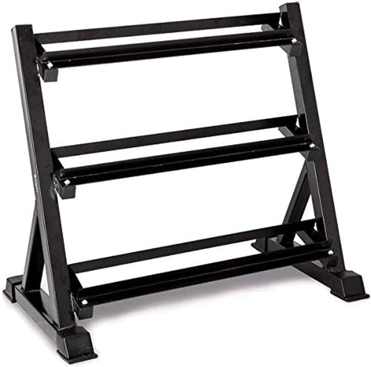 Black metal weight rack on a white background