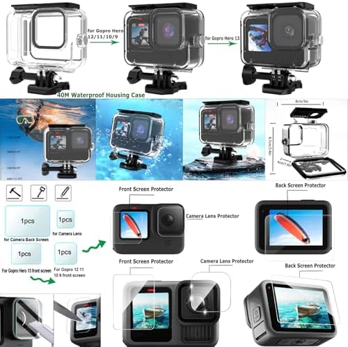 Gurmoir Accessory Kit for GoPro Hero 13/12/11/10/9 Black | 10-in-1 Set