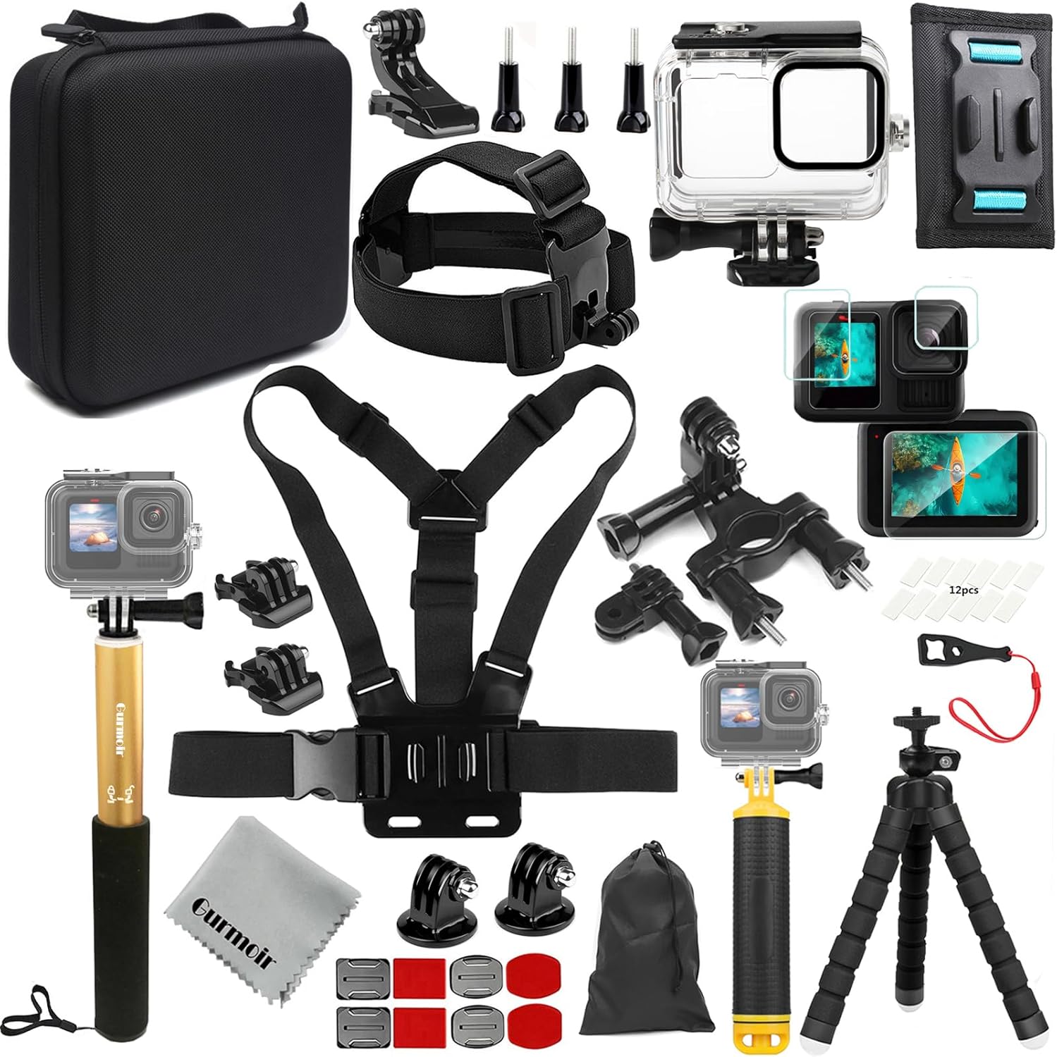 Gurmoir Accessory Kit for GoPro Hero 13/12/11/10/9 Black | 10-in-1 Set