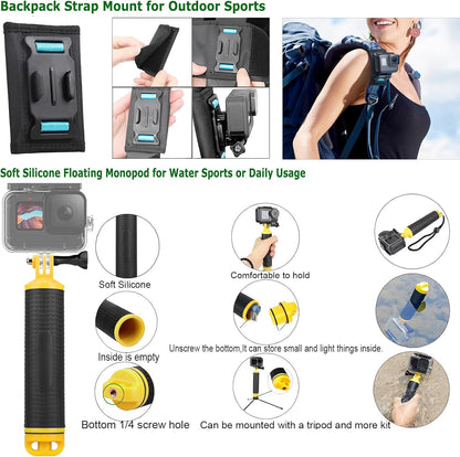 Gurmoir Accessory Kit for GoPro Hero 13/12/11/10/9 Black | 10-in-1 Set