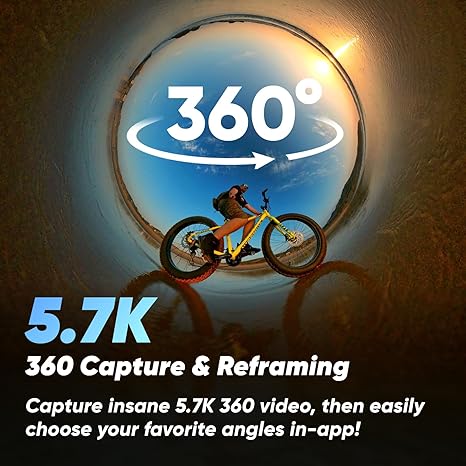 Insta360 X3 Action Camera, 360 Lens, Stabilization, Black Edition