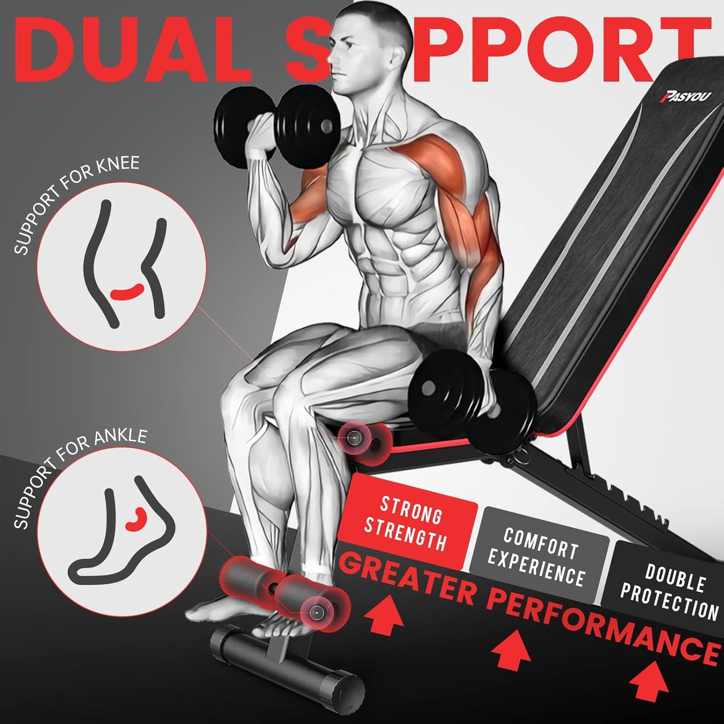 PASYOU Adjustable Folding Weight Bench
